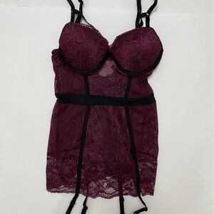 La Senza - purple and black lace bustier - size XS